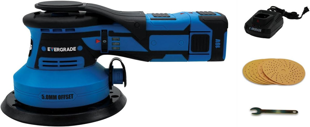 EVERGRADE AWARD WINNING Line Professional 6' CORDLESS DA Random Orbital Power Sander with 3/16' (5.0 mm) Offset - STARTER KIT RGX Pro 316 - Automotive, Auto Body, Woodworking (Fast Material Removal)