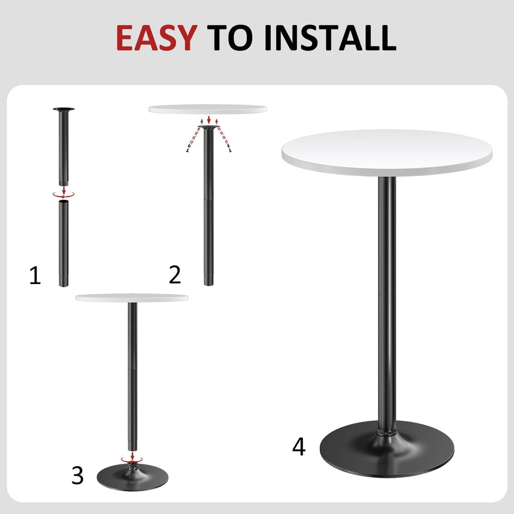 Furmax Bistro Pub Table Round Bar Height Cocktail Table for Home Bar, Round Bar Tables for Party, Dining Room, Living Room and Wedding, Metal Base MDF Top, 40.6 Inch Height (4, White-1)