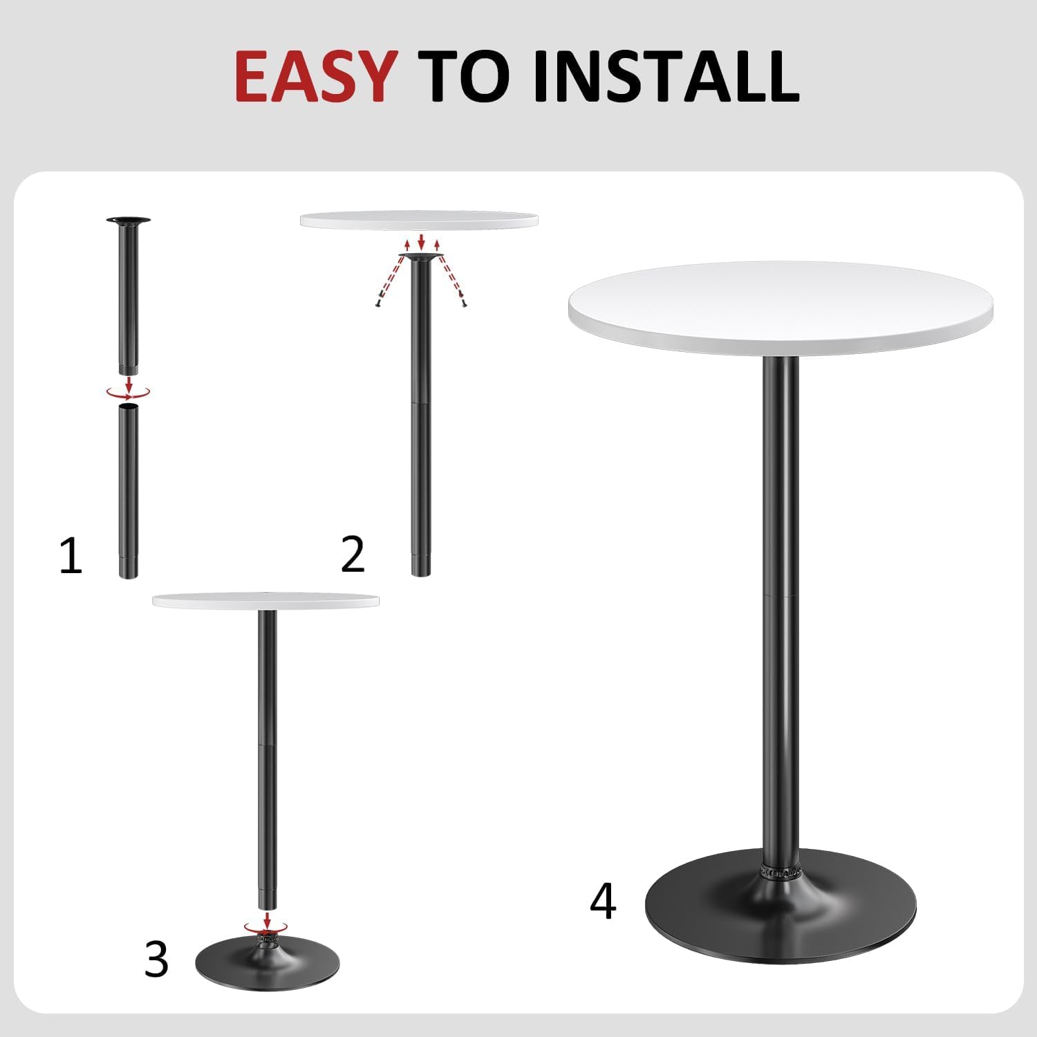 Furmax Bistro Pub Table Round Bar Height Cocktail Table for Home Bar, Round Bar Tables for Party, Dining Room, Living Room and Wedding, Metal Base MDF Top, 40.6 Inch Height (4, White-1)
