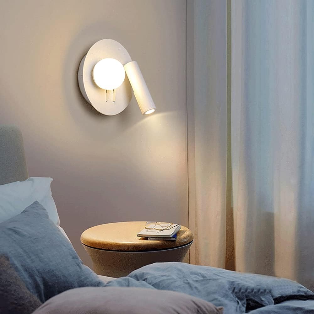 wall lamps , LED Modern Wall Light, Decorative Wall Lamp, Bedside Reading Lamp, Round Ceiling Light, 360 Degree Adjustable Spotlight, Indoor Lighting Fixtures for Living Room Bedroom Bedside Aisle