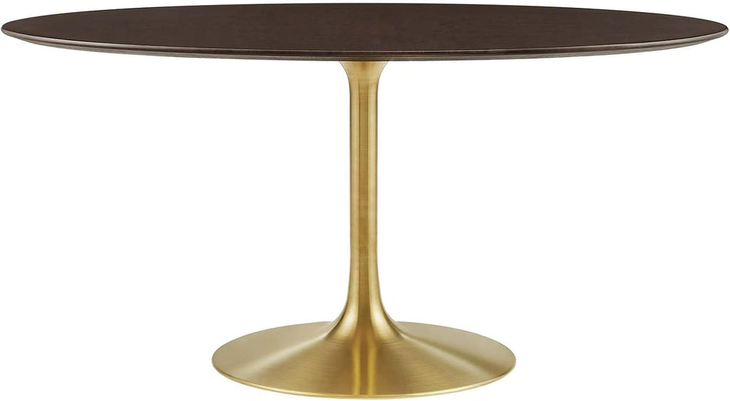 Modway Lippa Dining Table, 60', Gold Cherry Walnut