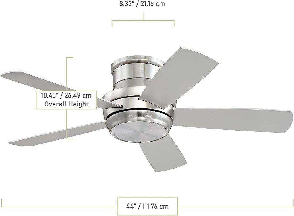 CRAFTMADE TMPH52W5 I Tempo 52 Inch 5 Blade Hugger Ceiling Fan with Remote Control - White Finish I 3 Speed Reversible Motor I Contemporary I With Dimmable LED Light I