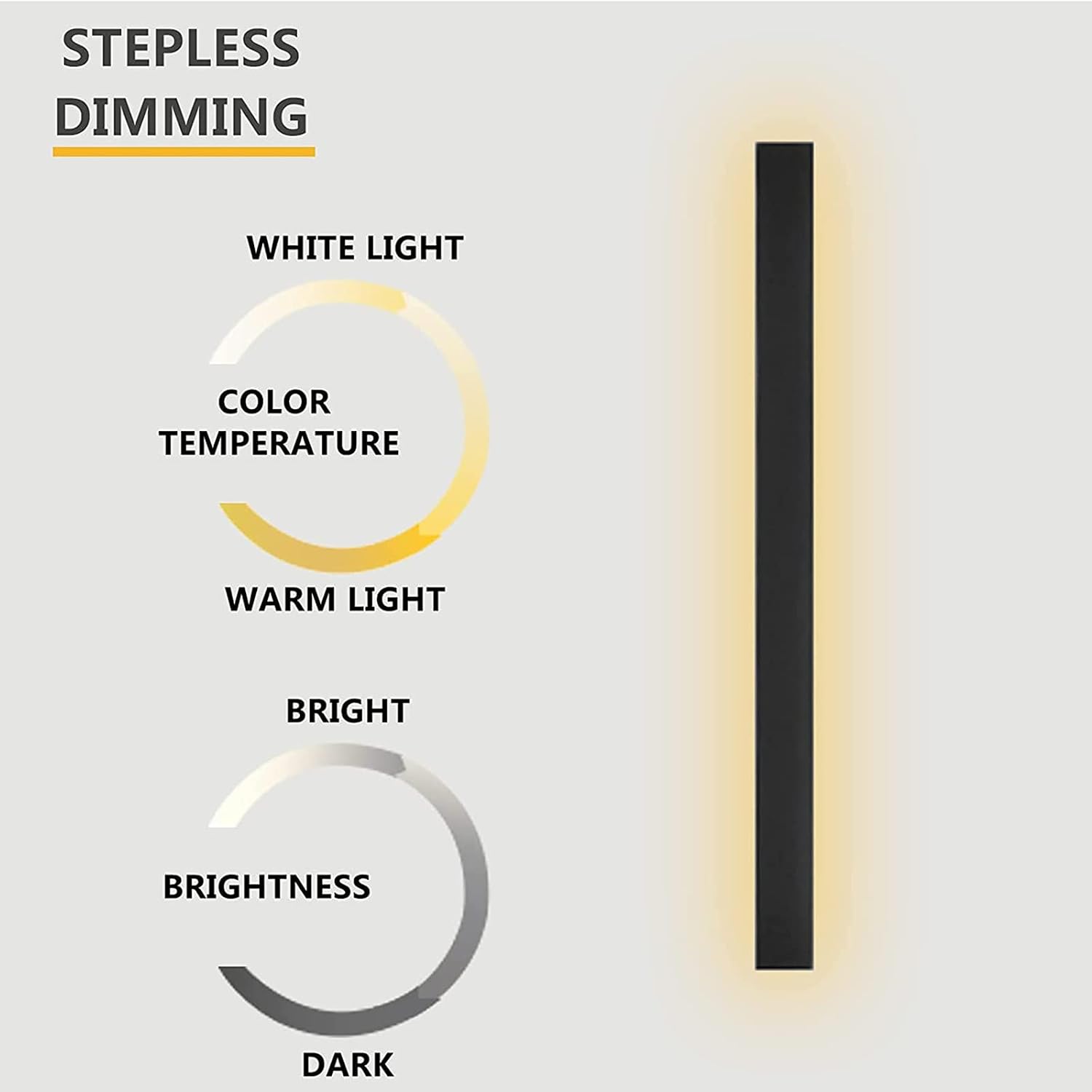 LED Dimmable Wall Lights Exterior with Remote Control Up Down Wall Lamp Indoor Outside Porch Light IP65 Waterproof Wall Sconces Long Strip Spotlight Modern Wall Lighting Black