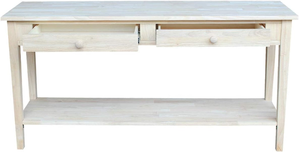 IC International Concepts Spencer Server Extended Length Console Table, Versatile Design for Dining Room, Hallway, or Entryway - Unfinished