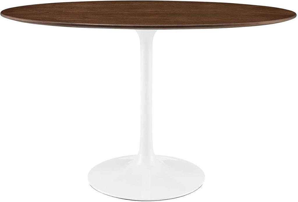 Modway Lippa 48' Mid-Century Modern Dining Table with Oval Top in Walnut
