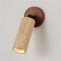 Yellow Travertine Wall Sconce with Solid Wood Base Vintage Vanity Wall Lamp E26 Spotlight Indoor Decorative Lighting for Staircase Bathroom Living Room Hallway Set of One(Walnut)