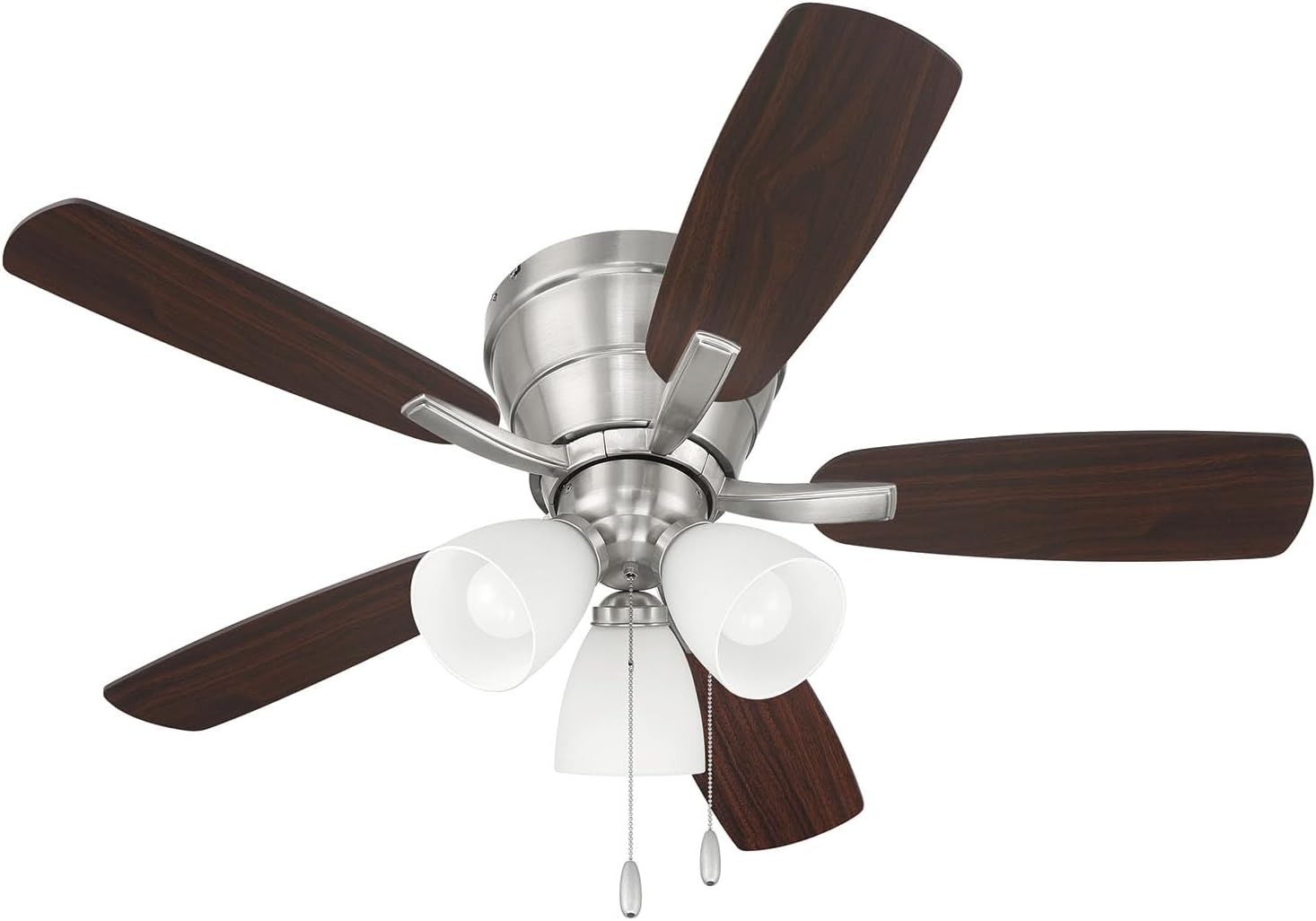 Craftmade 42' Wheeler Indoor Flush Mount 5 Blade Brushed Polished Nickel Finish Ceiling Fan with Optional 3-Light Kit