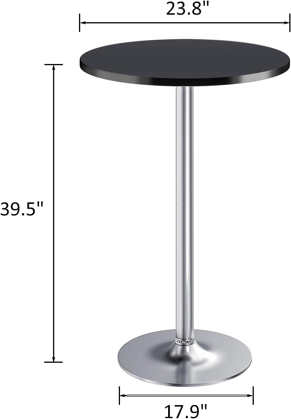 Furmax Bistro Pub Table Round Bar Height Cocktail Table for Home Bar, Round Bar Tables for Party, Dining Room, Living Room and Wedding, Metal Base MDF Top, 40.6 Inch Height (2, Black-2)