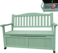 Terrace Park Benches Outdoor Storage Bench, Weatherproof Solid Wood Bench, Double Courtyard Bench with Backrest and Armrests, for Storing Gardening Tools/Outdoor Supplies