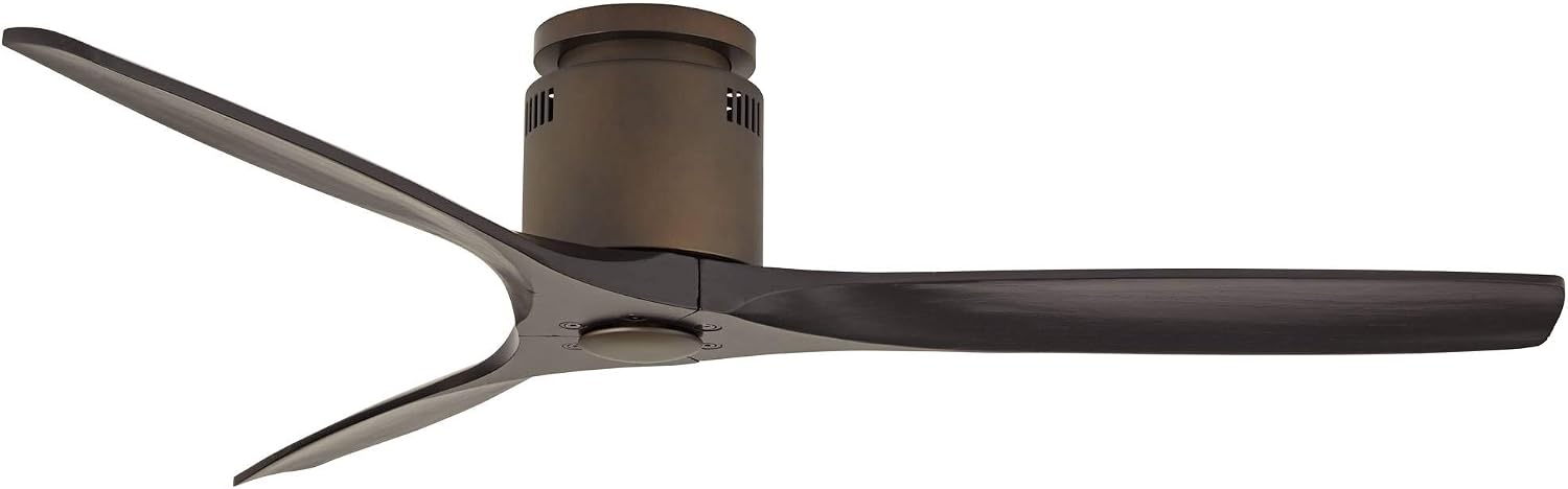 Casa Vieja 52' Windspun Rustic Farmhouse 3 Blade Indoor Hugger Ceiling Fan with Remote Control Oil Rubbed Bronze Matte Black Wood for Living Kitchen House Bedroom Family Dining Room Office