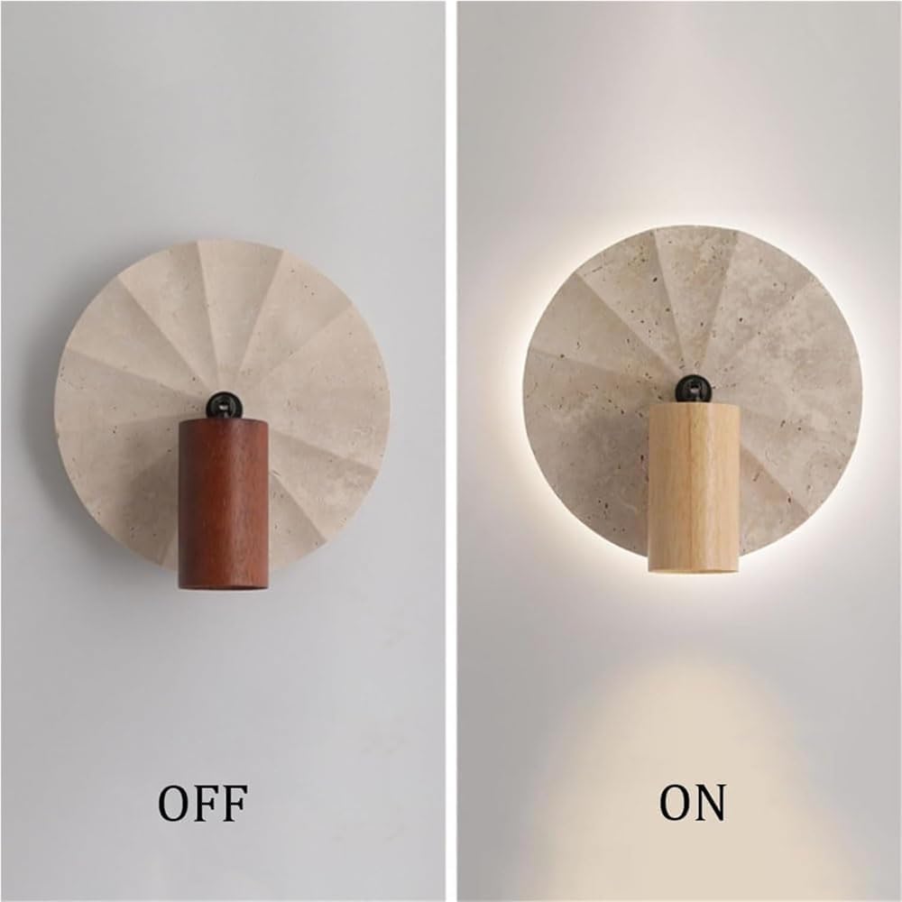 Modern Round Stone Wall Light Art Decor Wall Sconce E27 Spotlight Indoor Decorative Lighting Fixture Elegant Accent Light for Bedroom Bathroom Bedside Stairs Hallway Home Use
