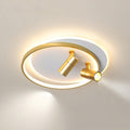 Modern LED Ceiling Light with 2 Spotlights, Dimmable Ring Ceiling Lighting Fixture with Remote Control, Indoor Flush Mount Ceiling Lamp for Bedroom Hallway Dining Room Entryway Kitchen