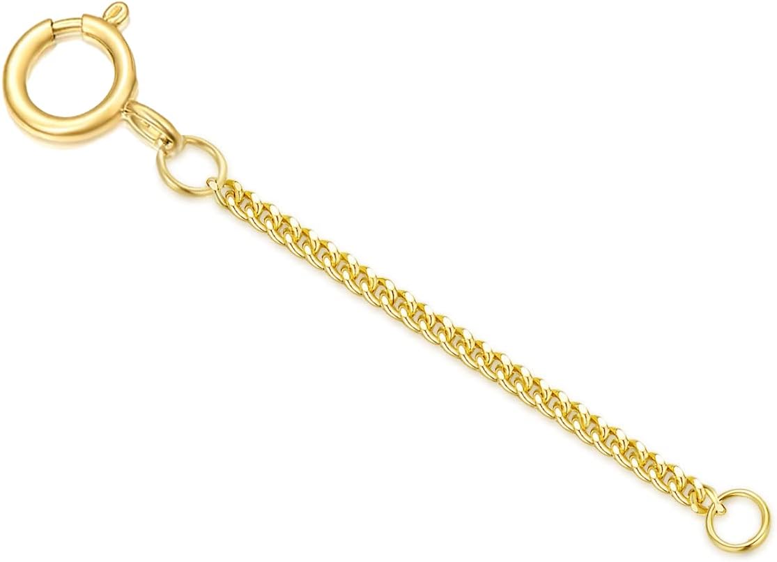 10k Real Gold 1'/1.5'/2'/3'/4' Necklace Extender Chain, Durable Strong Removable Gold Chain Extender, 10k Gold Adjustable Extension Chain for Necklace Bracelet Anklet