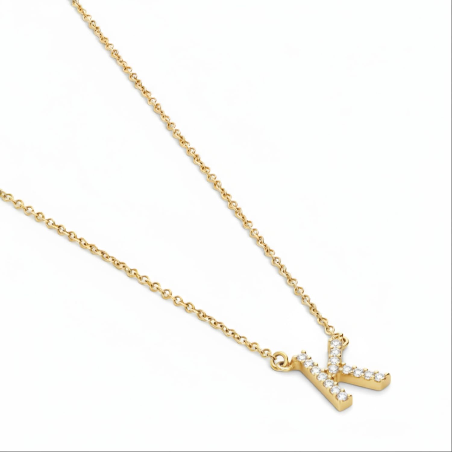 OAK & LUNA - 14K Solid Gold A-Z Initial Necklace with Diamonds – Dainty Diamond Letter Necklace – Custom Fine Jewelry Gift for Women