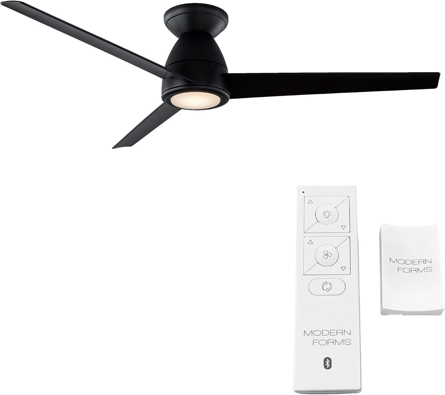 Tip Top Smart Indoor and Outdoor 3-Blade Flush Mount Ceiling Fan 52in Matte Black with 3500K LED Light Kit and Remote Control worksworks with Alexa and iOS or Android App