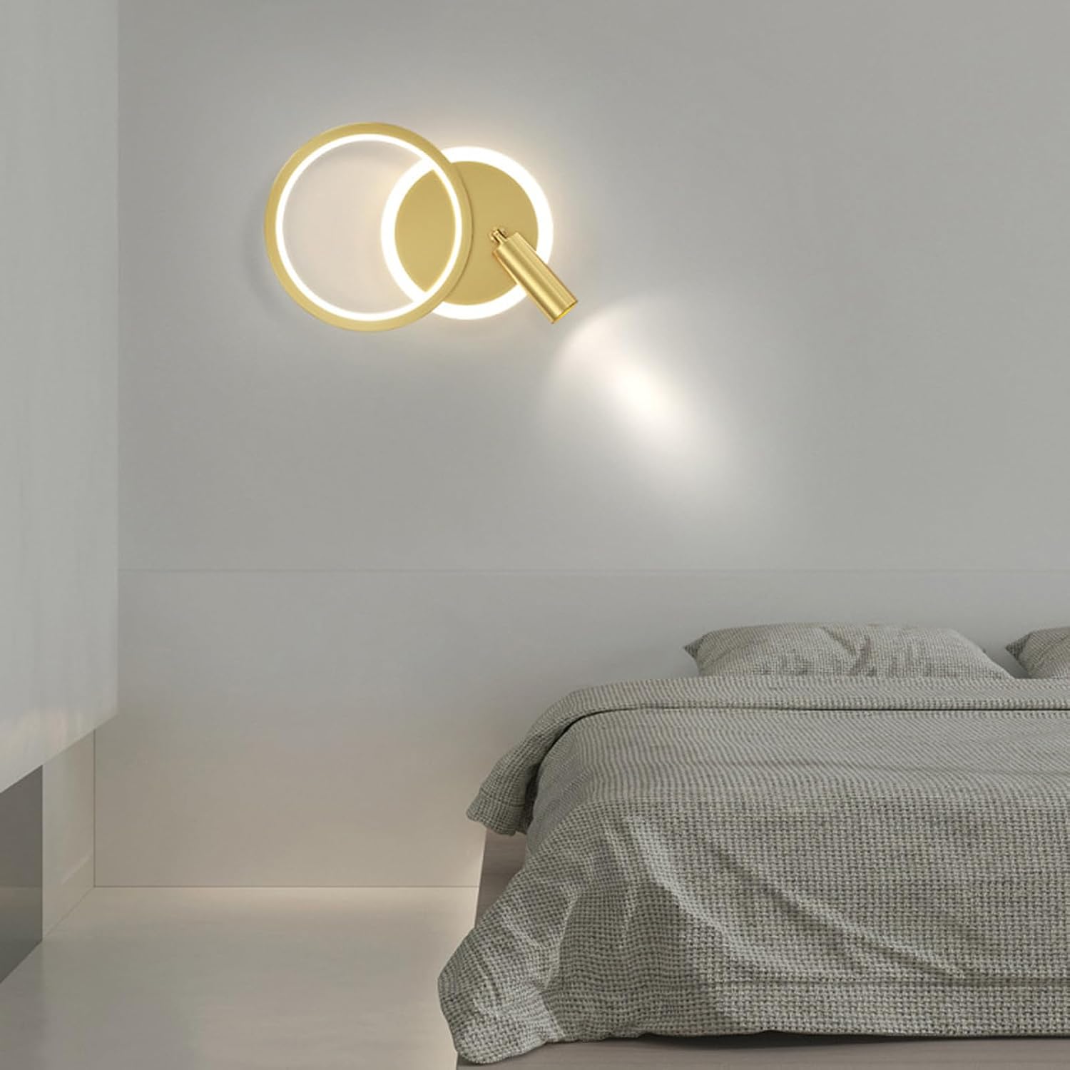 LED Wall Light Indoor with Remote Control Wall Lamp 2700K-6500K Dimming Wall Sconce with Adjustable Spotlight Wall Lighting Aluminium Acrylic for Hallway Living Room Bedroom