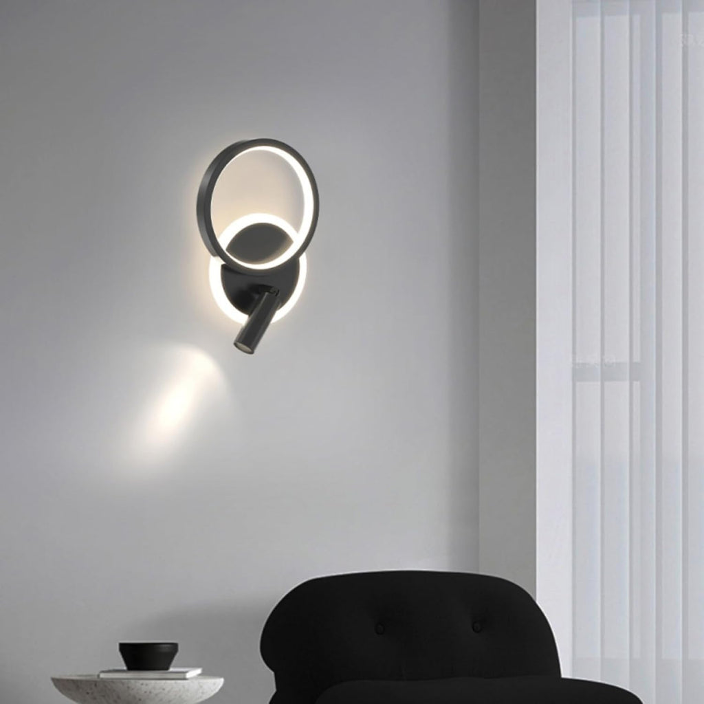 Wall Lamps Lights LED Indoor with Remote Control Dimming with Adjustable Spotlight Aluminium Acrylic for Living Room Bedroom (Black)