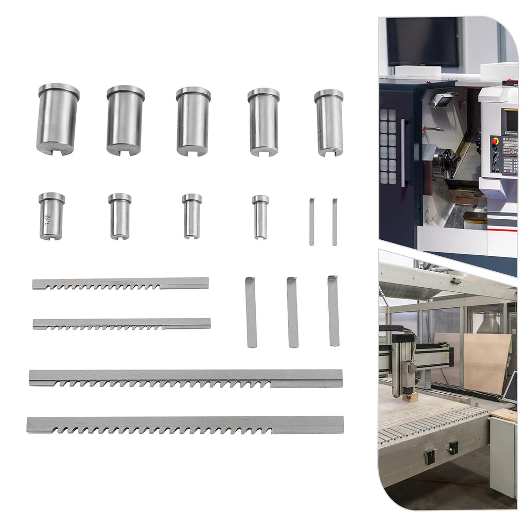 Keyway Broach Kit, 18 Pcs HSS Keyway Broach Set Inch Size Broaching Cutter Collared Ferrule Bushings Gasket Spacer Set Shim CNC Metal Processing Metalworking Set with Case for Lathe,Keyway Size (18)