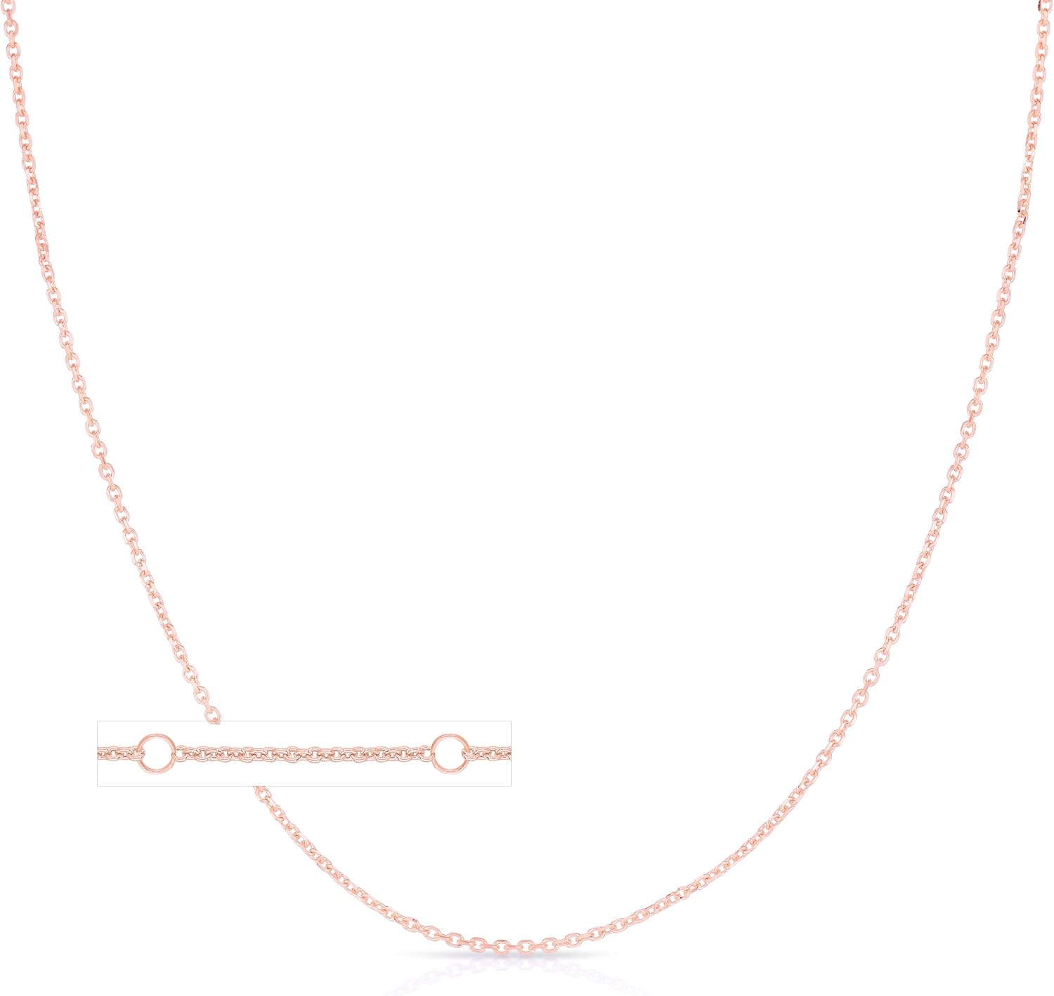 Floreo 14k Yellow Gold, White Gold, or Rose Gold 0.97mm Double Extendable Solid Classic Cable Chain Adjustable Necklace, 16' - 17' - 18 Inch