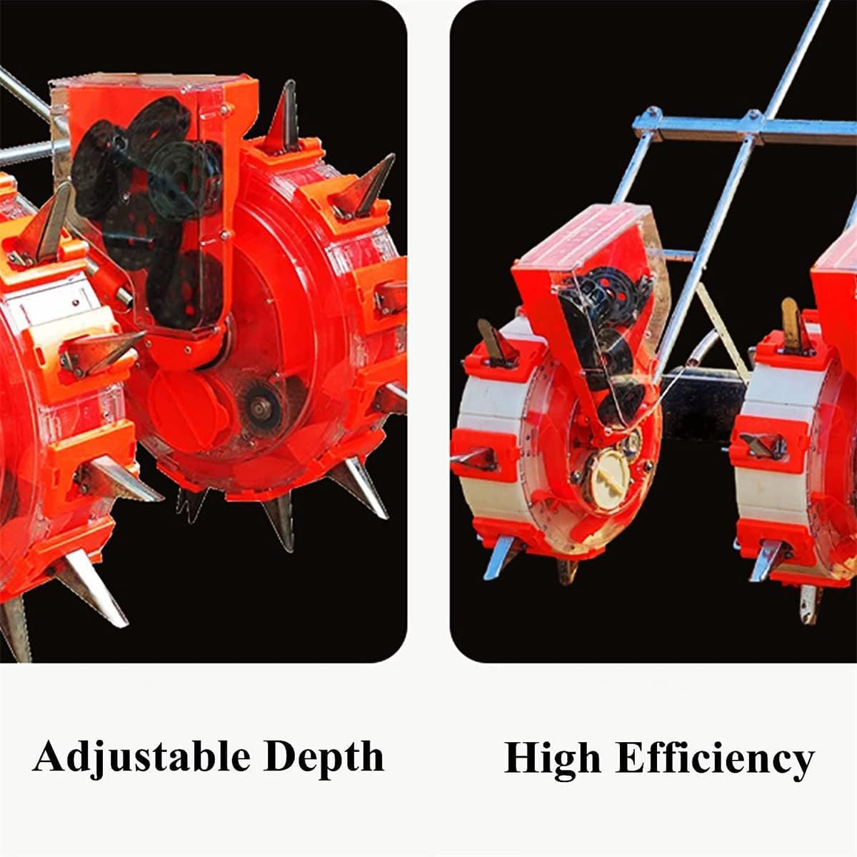 Portable Manual Seeder, Double Row Sowing Spreaders Hand-Push Roller Seeder Garden Seeder Fertilizer Applicator Visible New Automatic Small On-Demand Player,8 Mouths (6 Mouths