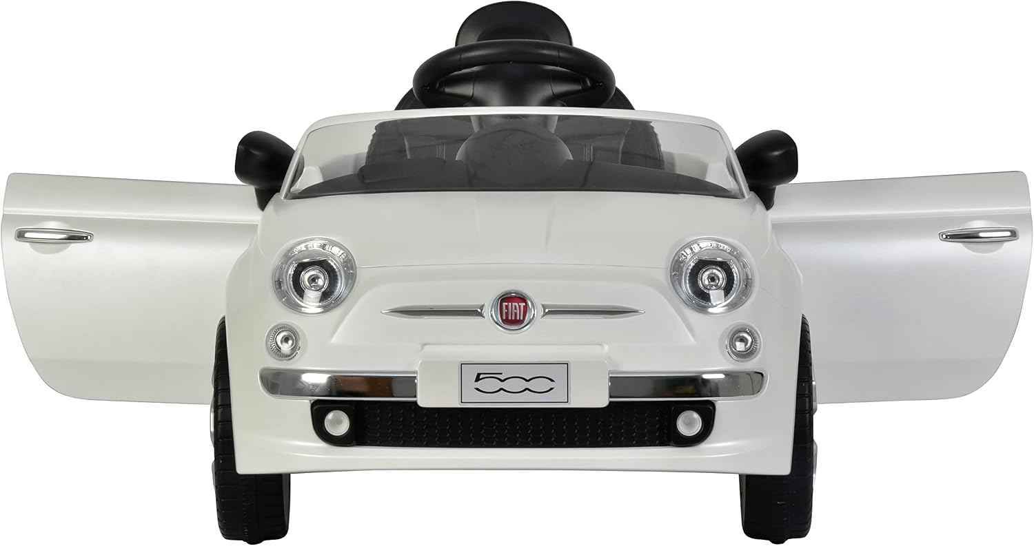 Best Ride On Cars Fiat 500 Push Car, with Stroller, Adjustable Footrest and Handle, Horn, Music, Stable Wheels, For Kids Aged 2-3 Years, 37 x 19 x 12 inches, Large, White