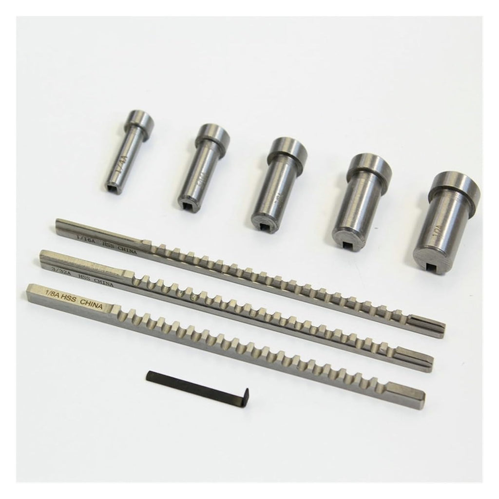 9pcs Push-Type Keyway Broach Set High Speed Steel Inch Size Bushing Cutting Tool for CNC Lathe Metalworking Heat Resistance