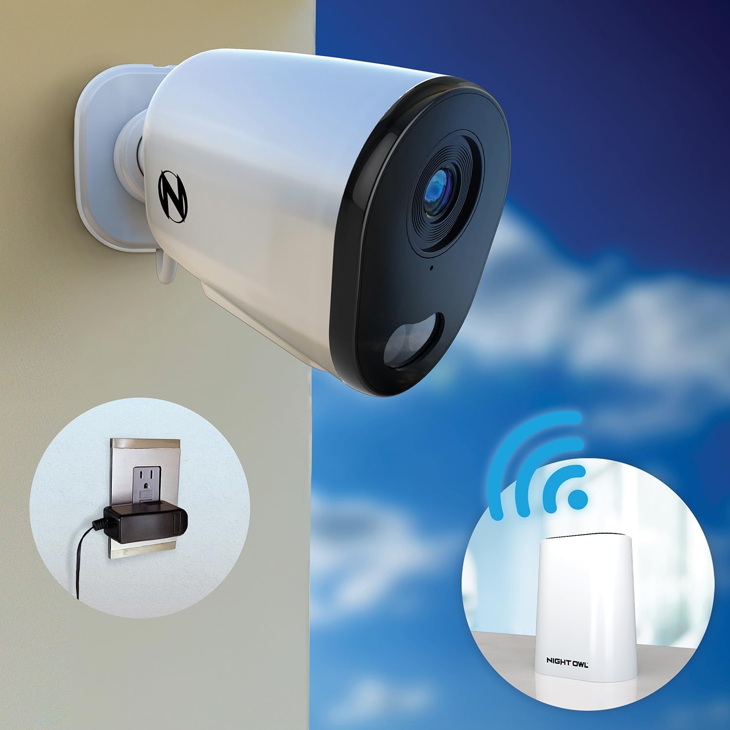Night Owl 8 Channel Wi-Fi Video Home Security Hub with (3) Plug-in Wi-Fi 4K HD Indoor/Outdoor Spotlight Cameras with 2-Way Audio and 64GB microSD Card (Expandable up to 8 Cameras)