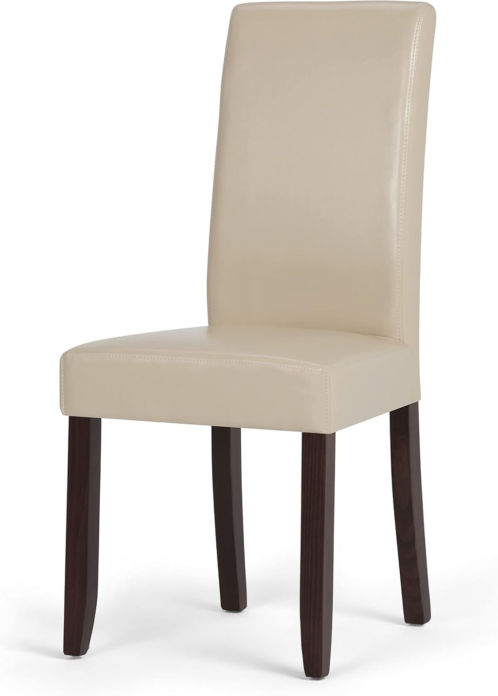 SIMPLIHOME Acadian Dining Chairs - Upholstered Solid Hardwood and Vegan Leather Parsons Chair Set in Satin Cream, Transitional Dining Room Seating with Padded Back and Seat (Set of 2)