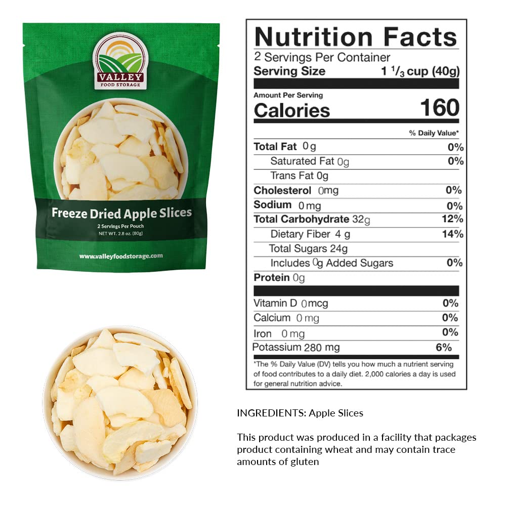 Freeze Dried Apple Slices 10-Bag Bucket, 28 Oz | Premium Emergency Food Supply 25 Year Shelf Life | Prepper Supplies, Survival Food, Off Grid Living Supplies | Valley Food Storage Packaged in USA