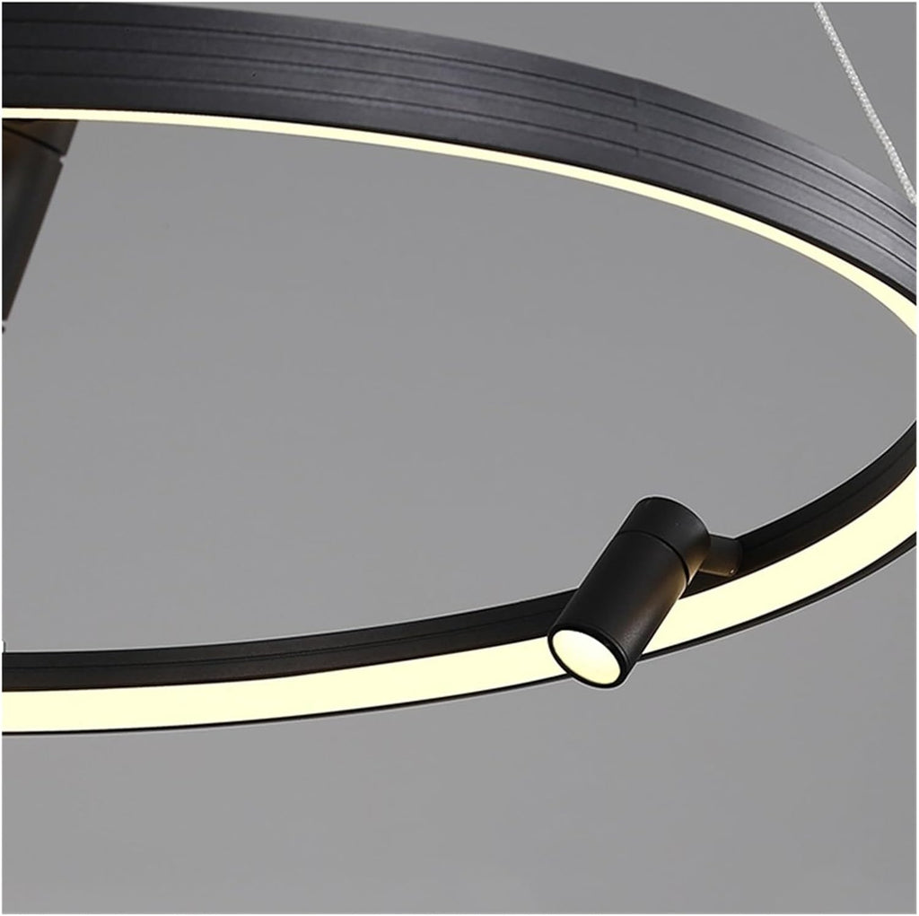 Remote Dimming Circle Modern LED Chandelier Lights Living Dining Room Pendant Bedroom Hall Lamps with Spotlight Indoor Lighting,Contemporary Dining Room
