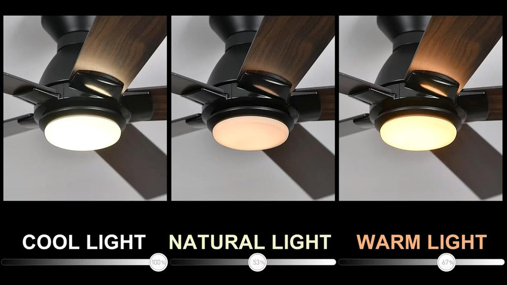 Carro Smart Ceiling Fans with Lights Flush Mount 48', 3 Light Colors Dimmable, 10 Speeds DC Ceiling Fan with Remote, Outdoor, Compatible with Alexa, Siri & Google Home, Wood & Dark Walnut