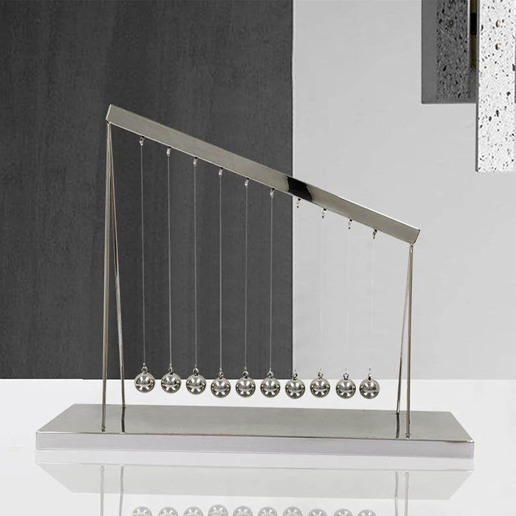 Large Newtons Cradle with 10 Balls, Newtons Cradle Balance Balls, Science Physics Desk Toys, Kinetic Orbital Newton Cradle Balance, for Office/Home Desktop Decoration/Stress Relief