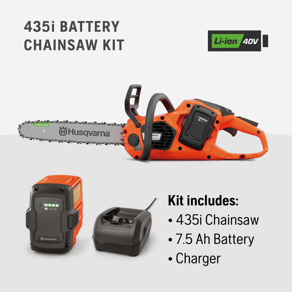 Husqvarna 435i Battery Chainsaw, 16-Inch Cordless Electric Chainsaw with 7.5 Ah Battery and Charger Included