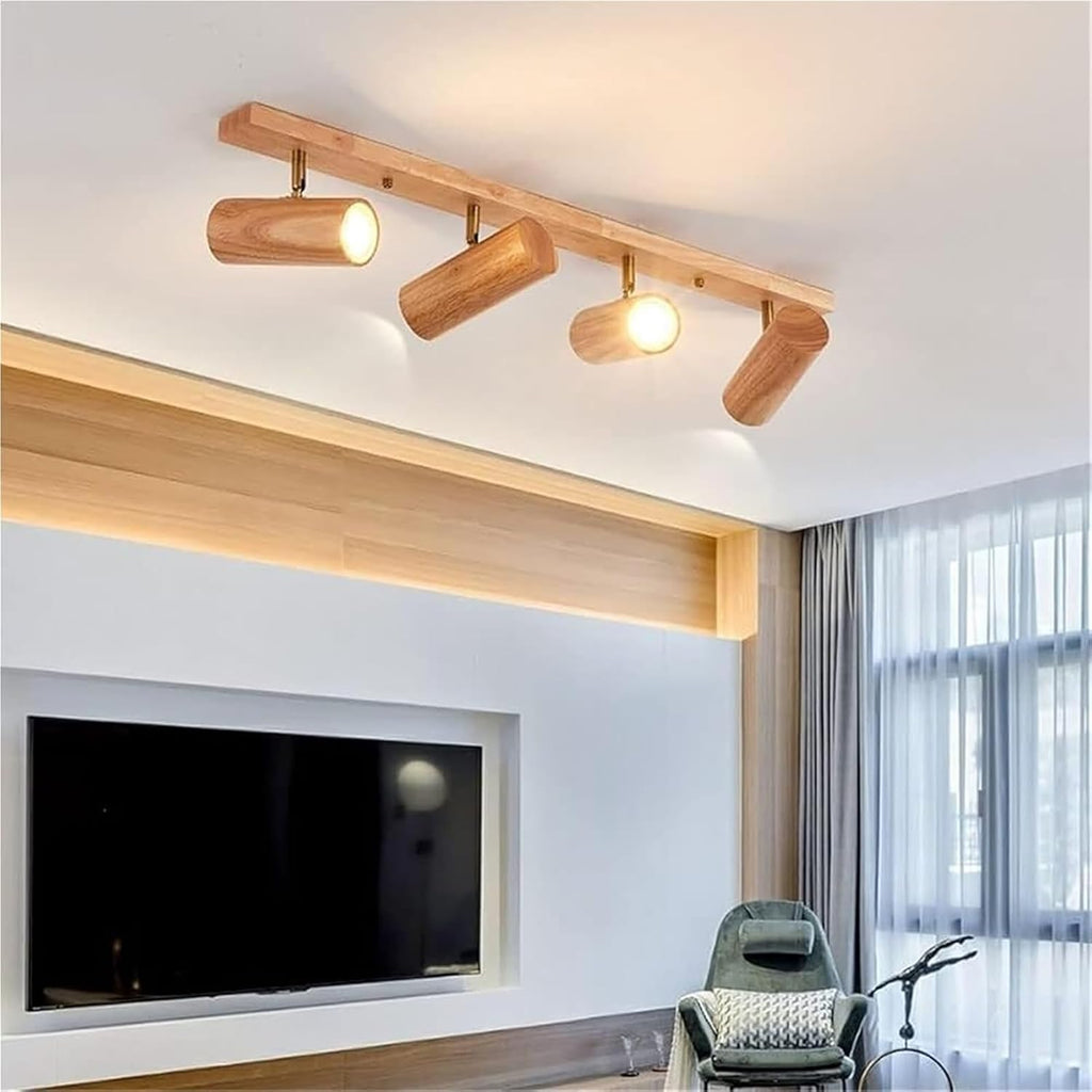 Rotatable Wooden Lamp Ceiling Spotlight, Indoor Wall Lights LED 3000K Warm White, Wall Lamps & Sconces for Bedroom, Farmhouse Lighting and Adjustable Home Spotlight Fixtures