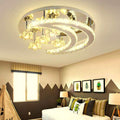 Modern Crystal Dimmable Ceiling Light with Stars and Moon Chandelier Remote Controlled for Living Room Bedroom Dining Room Corridor Balcony Indoor Lighting Spotlight
