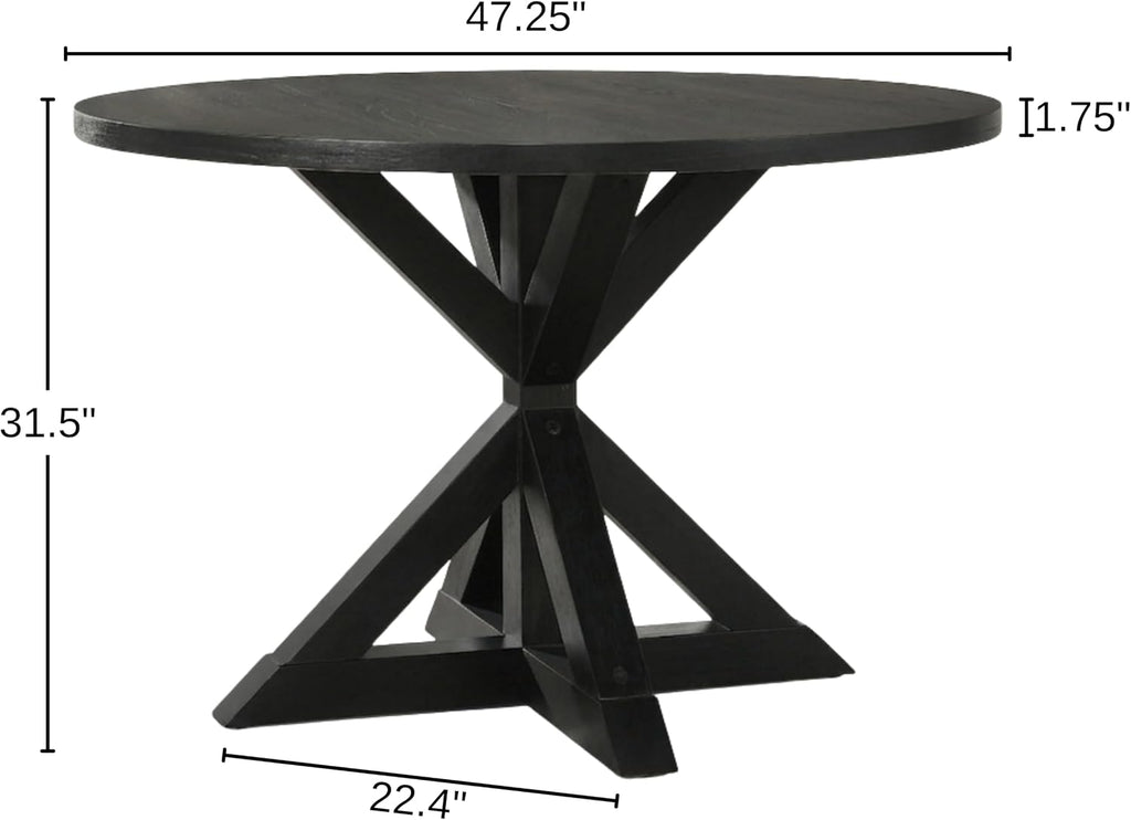 Roundhill Furniture Windvale Cross-Buck Base Dining Table, Black