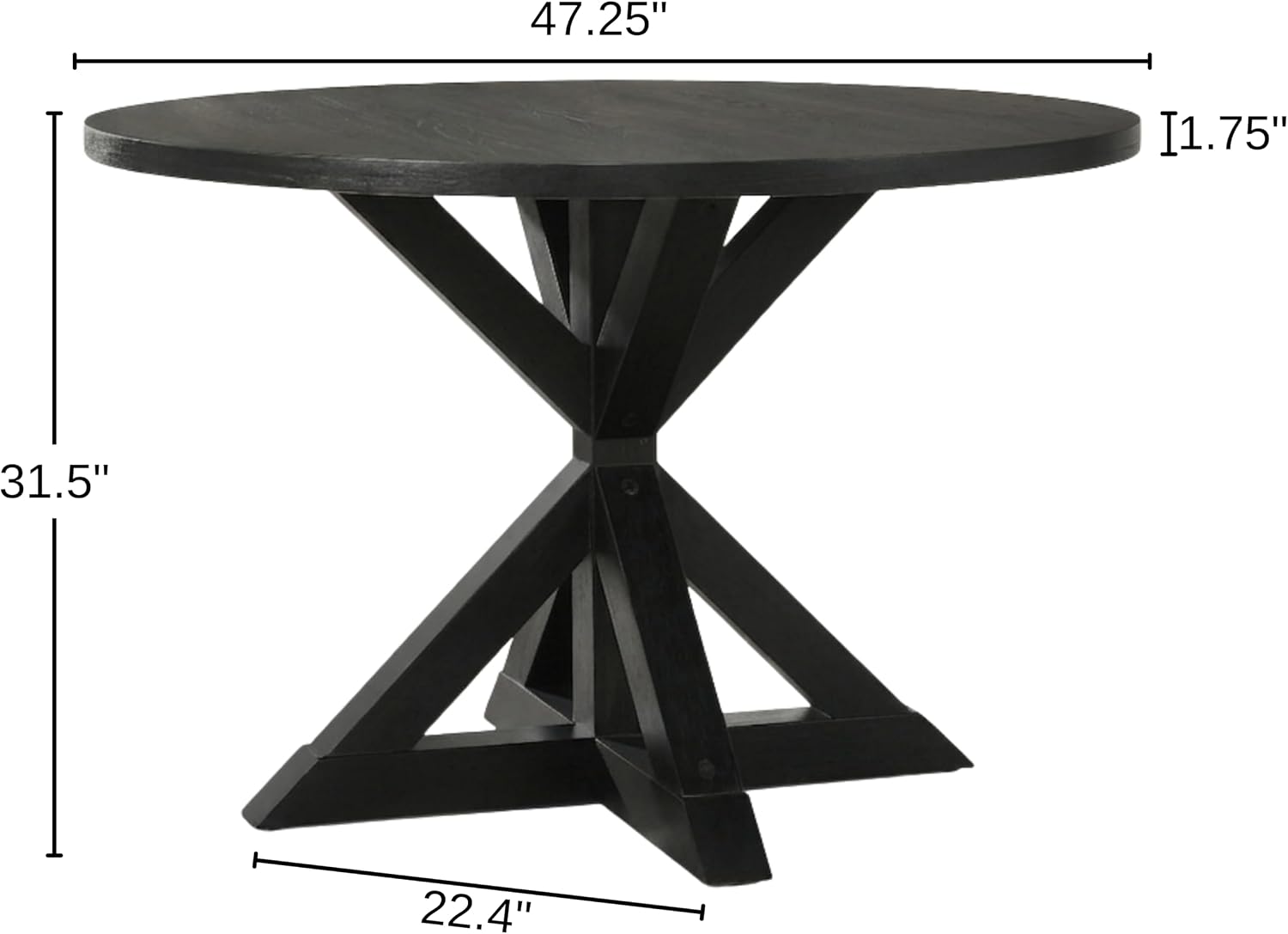 Roundhill Furniture Windvale Cross-Buck Base Dining Table, Black