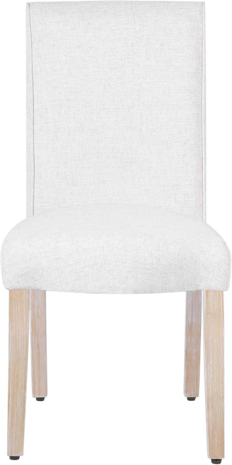 Homepop Scalloped Detail Dining Chair|Upholstered Parsons Dining Chairs |Decorative Home Furniture, Cream Textured Woven (Set of 2)