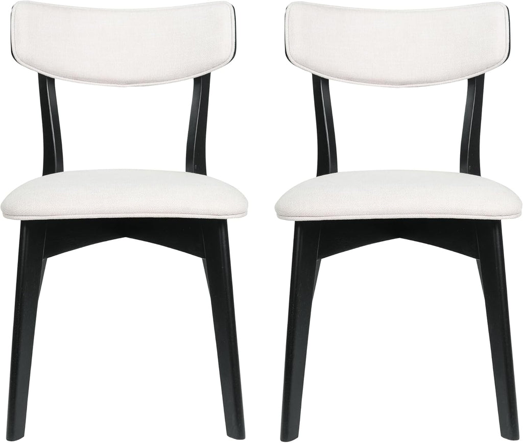 Chazz Upholstered Dining Chairs- Light Beige/Matte Black (Set of 2)