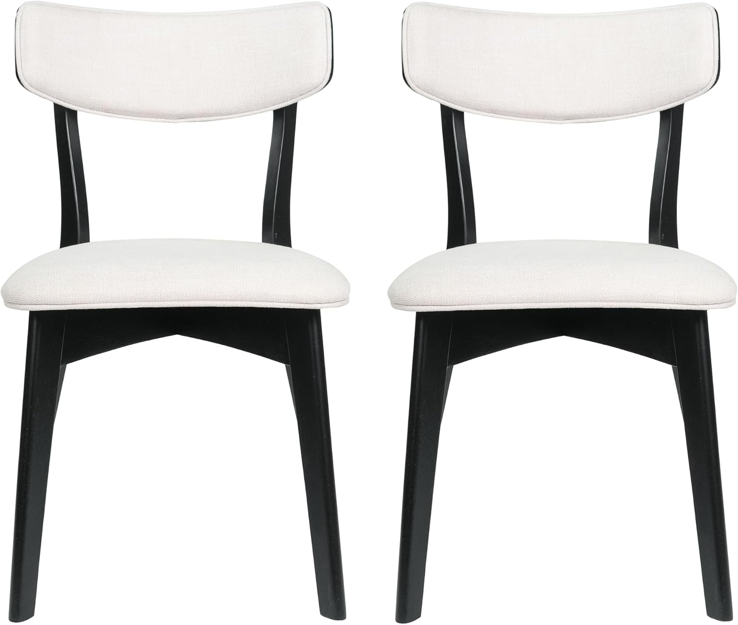 Chazz Upholstered Dining Chairs- Light Beige/Matte Black (Set of 2)