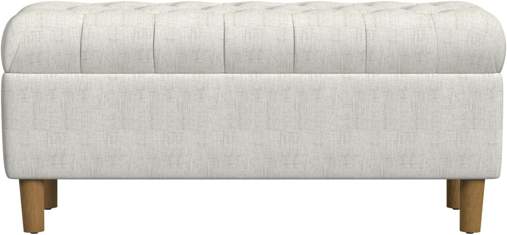 HomePop 40' Ainsley Button Tufted Storage Bench - Cream Textured Solid