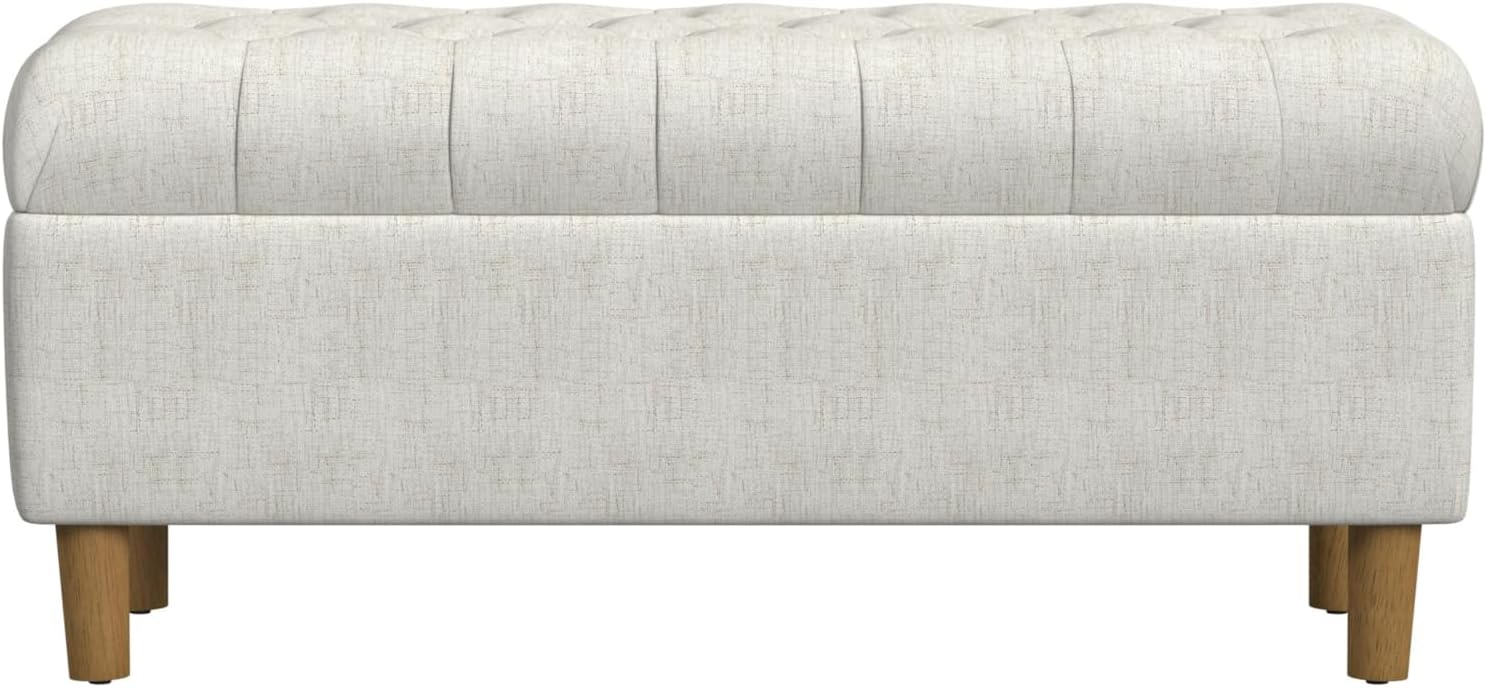 HomePop 40' Ainsley Button Tufted Storage Bench - Cream Textured Solid