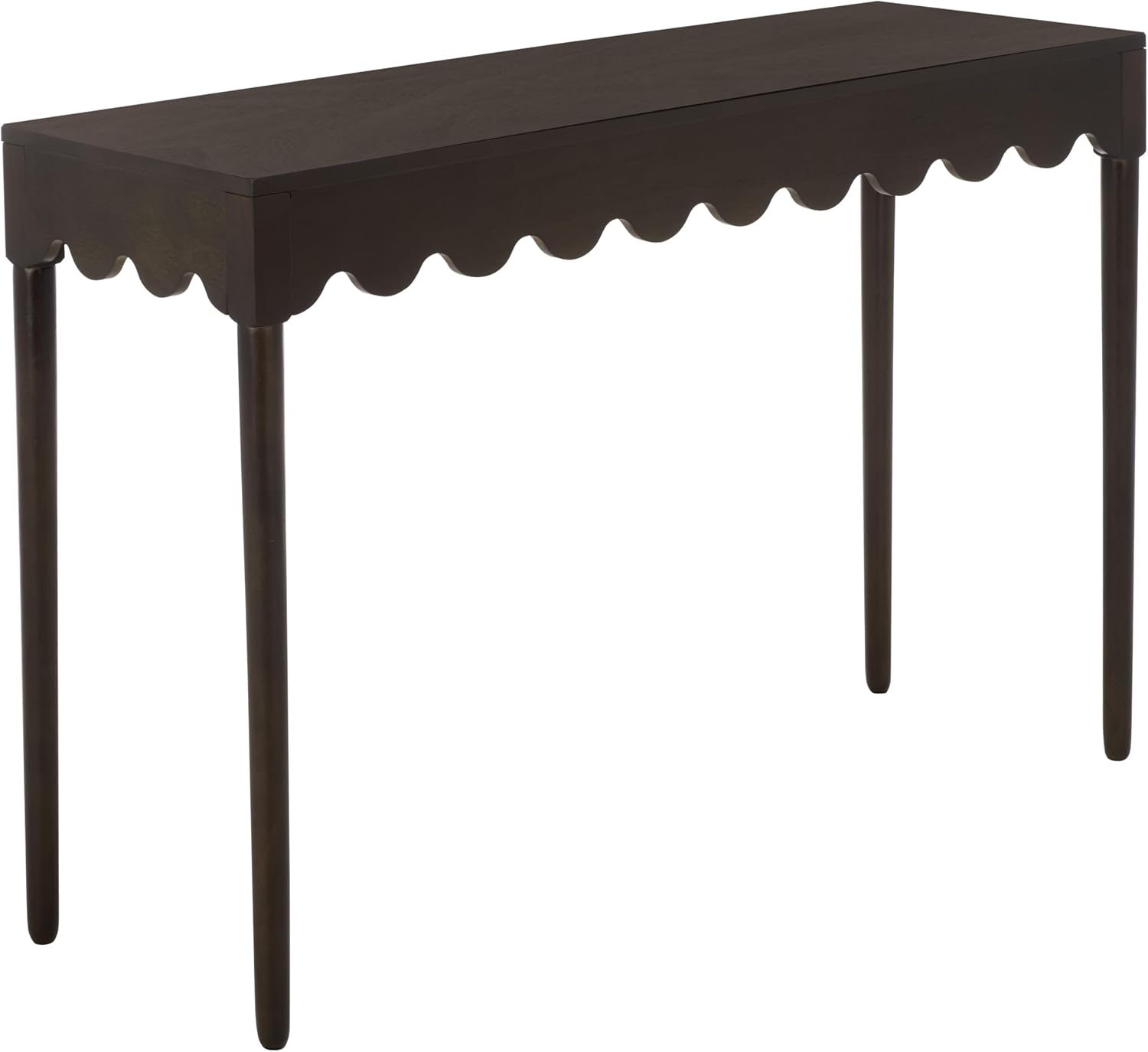 SAFAVIEH Home Collection – Neha Dark Chocolate Solid Wood Console Table, Scalloped Apron Entryway & Living Room Accent (CNS5749A)