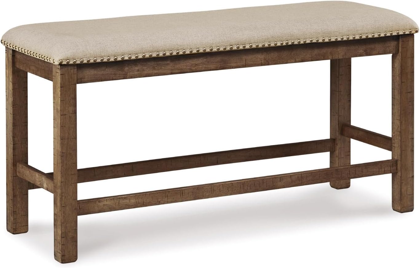 Signature Design by Ashley Morriville Counter Height Upholstered Dining Room Bench, Brown