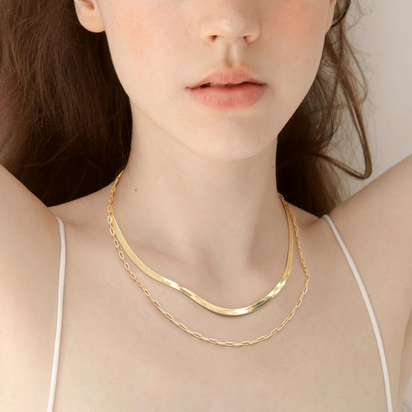 Paperclip Chain Necklace 14K Gold Necklace for Women 3mm Gold Chains Necklaces for Women & Men Non Tarnish Chain 16-26 Inches
