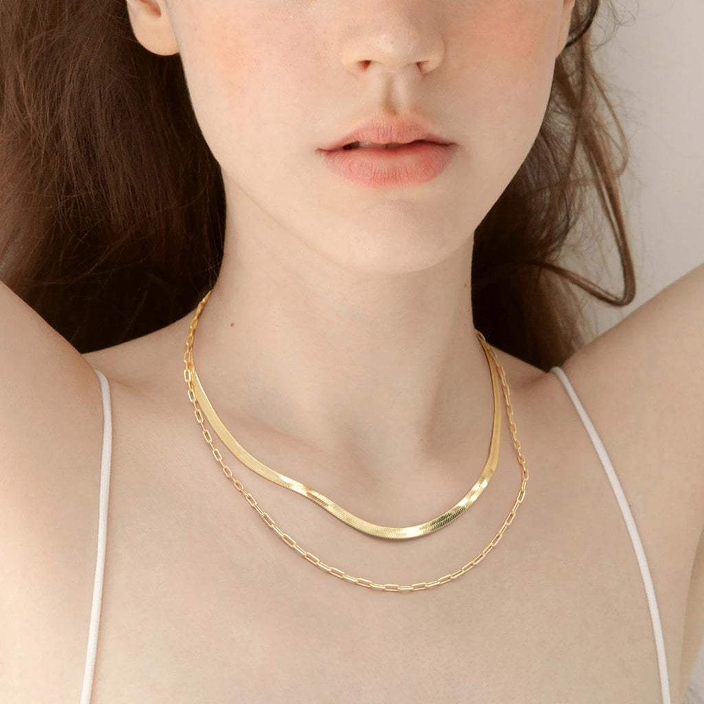 Paperclip Chain Necklace 14K Gold Necklace for Women 3mm Gold Chains Necklaces for Women & Men Non Tarnish Chain 16-26 Inches