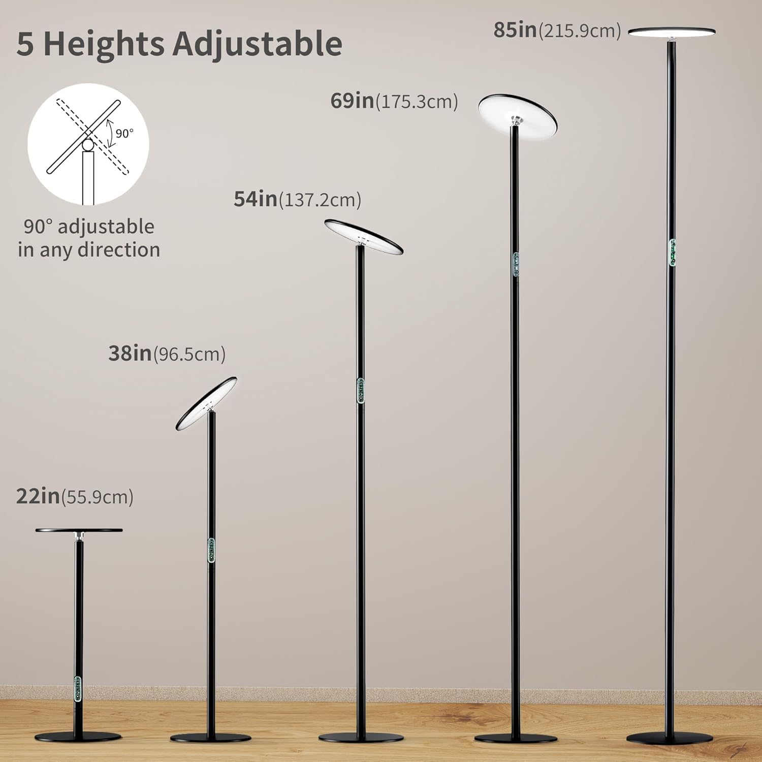 chiphy 85' Full Spectrum Plant Light for Indoor Plants, 40W Grow Light with 1-23 Hours Timer, 10 Dimmable Brightness, Height Adjustable, Aluminum Standing Grow Lamp, Ideal for Indoor Large Tall Plants