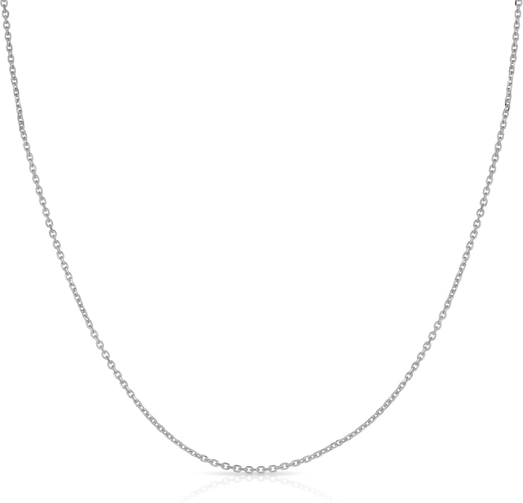 Floreo 14k Yellow Gold or White Gold or Rose Gold 0.9mm Solid Diamond Cut Cable Chain Necklace
