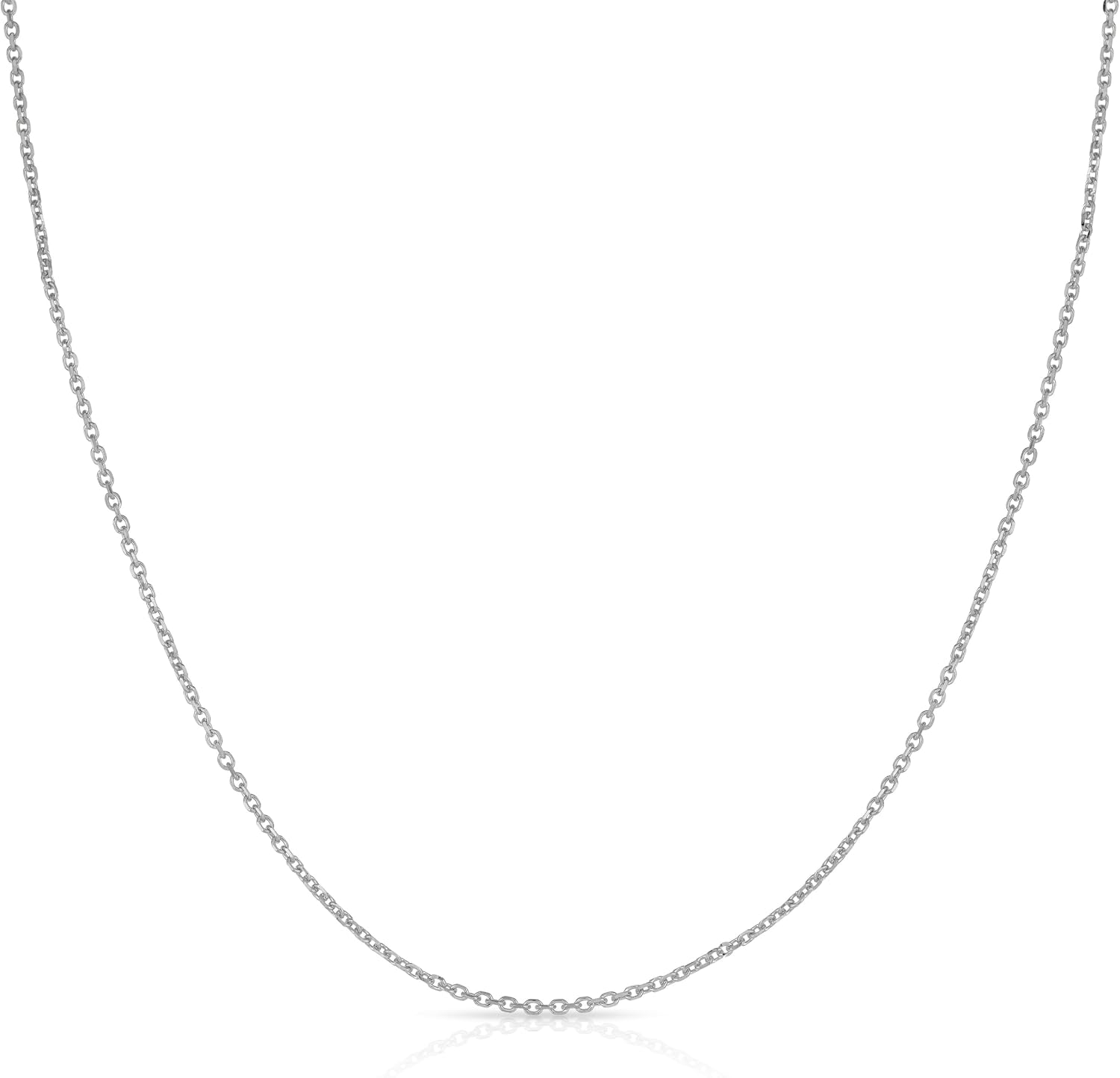 Floreo 14k Yellow Gold or White Gold or Rose Gold 0.9mm Solid Diamond Cut Cable Chain Necklace