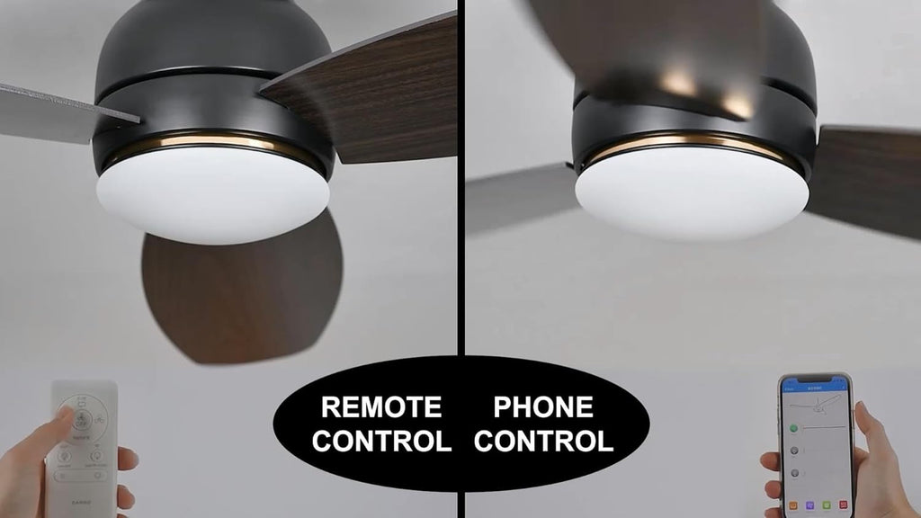 Carro Ceiling Fan with Lights, Indoor & Outdoor Ceiling Fan, 52' Low Profile DC Smart Ceiling Fan Compatible with Alexa, Siri, Google Home & Smart APP, Dark Walnut
